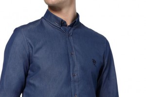 McQ Alexander McQueen Safety-Pin Collar Denim Shirt